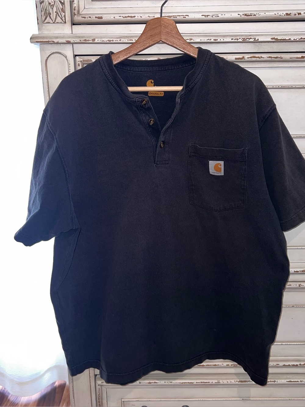 Carhartt Black Short-Sleeve Henley Pocket Tee